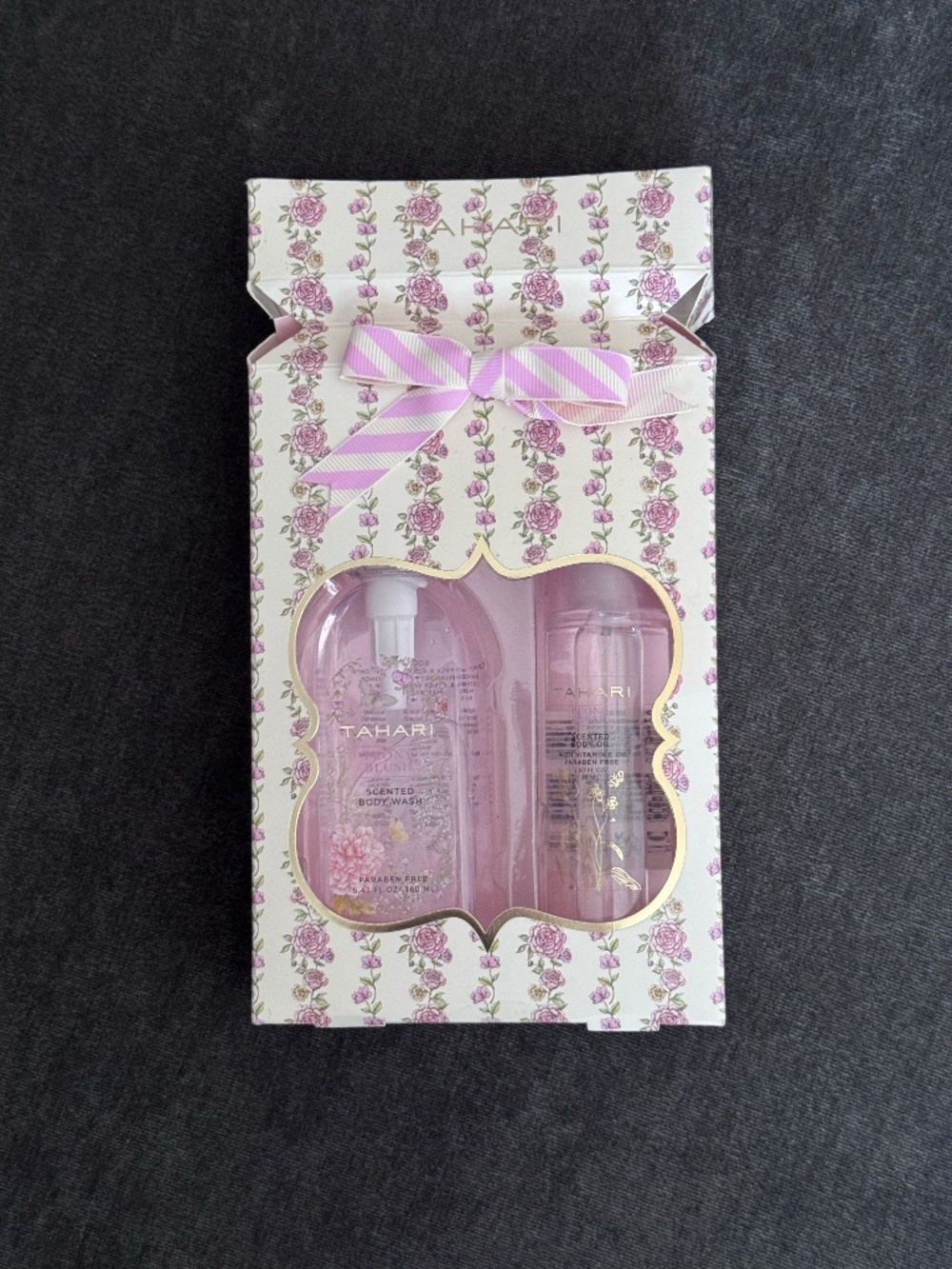 Tahari pink floral bath and body gift set